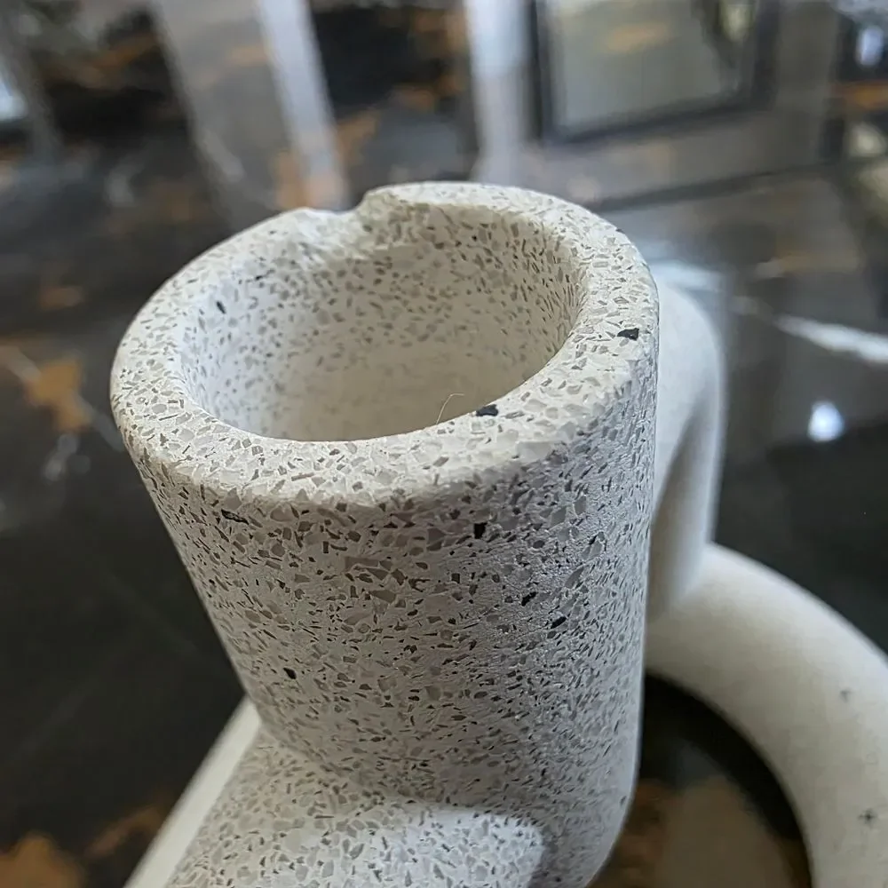 Lorin Sculpted Cement 2 Taper Candle Holder Crate And Barrel Stone Style Finish